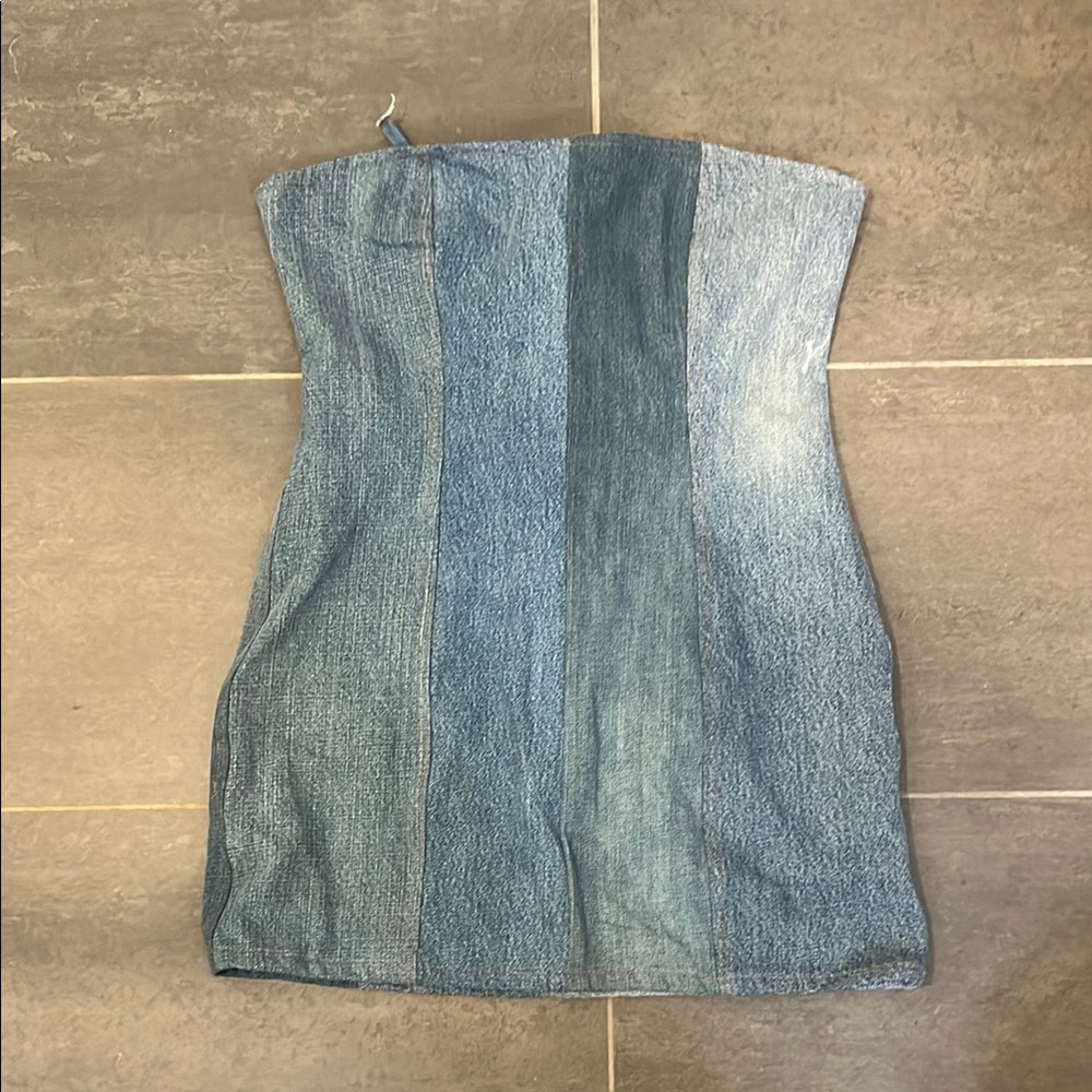 EB Denim Strapless Dress - Blue Shades